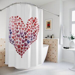 Whimsical Heart of Hearts Shower Curtain Bathroom Decor Fun Shower Curtain